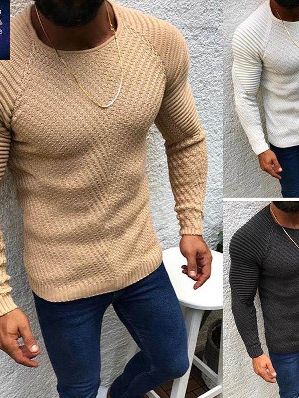 2023 men sweater欧美风秋冬时尚男士纯色针织衫修身帅气套头毛衣