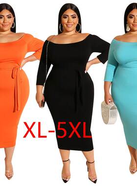 Plus size women 2021 summer new sexy dress knee over dresses