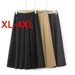 summer plus size high waist skirts girl Crease Half Skirt 4X