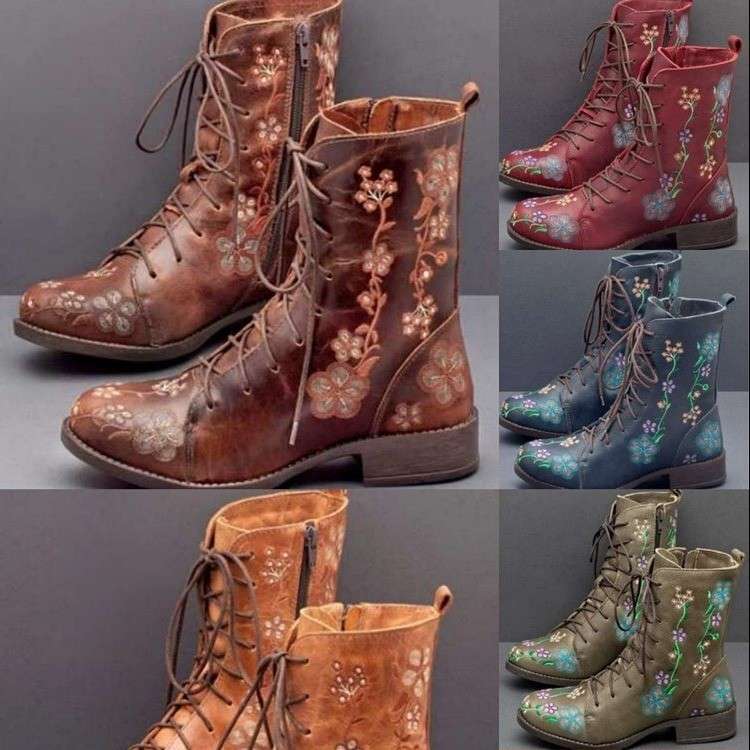 women shoes款中筒方跟骑士靴女大码外贸女鞋纯色侧拉链靴子2024