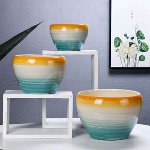 大口径陶瓷紫砂多肉高老桩花盆陶罐特价清仓透气粗陶法师盆包邮