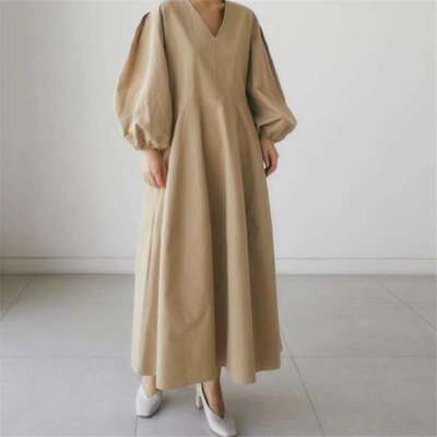 2024衫裙过膝长连衣裙休闲学生打底衫灯笼袖娃娃裙women clothes