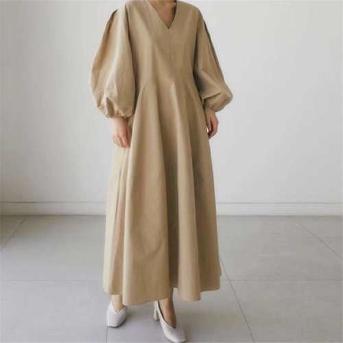 2024衫裙过膝长连衣裙休闲学生打底衫灯笼袖娃娃裙women clothes