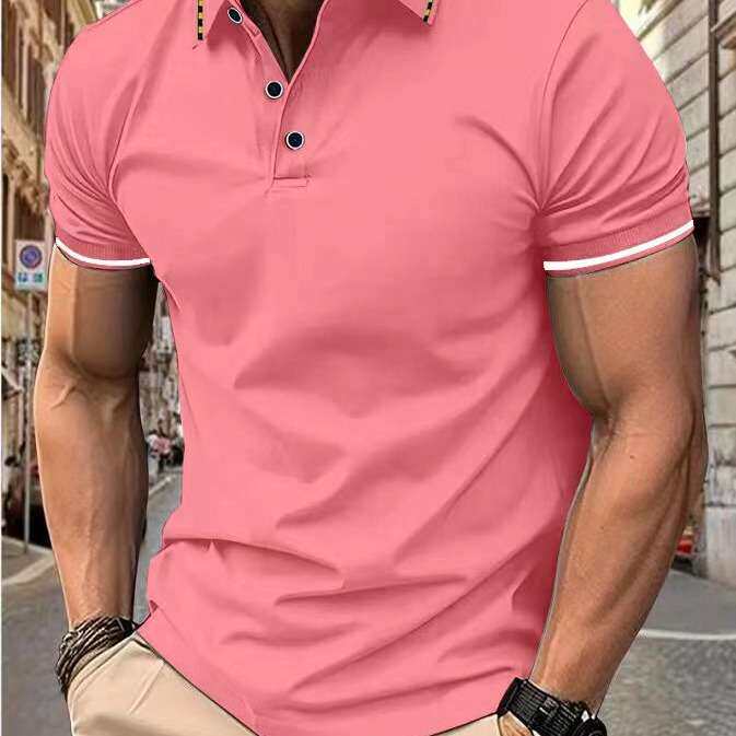 men clothes男士新款Polo衫T恤男款短袖夏季间色翻领文化衫2024