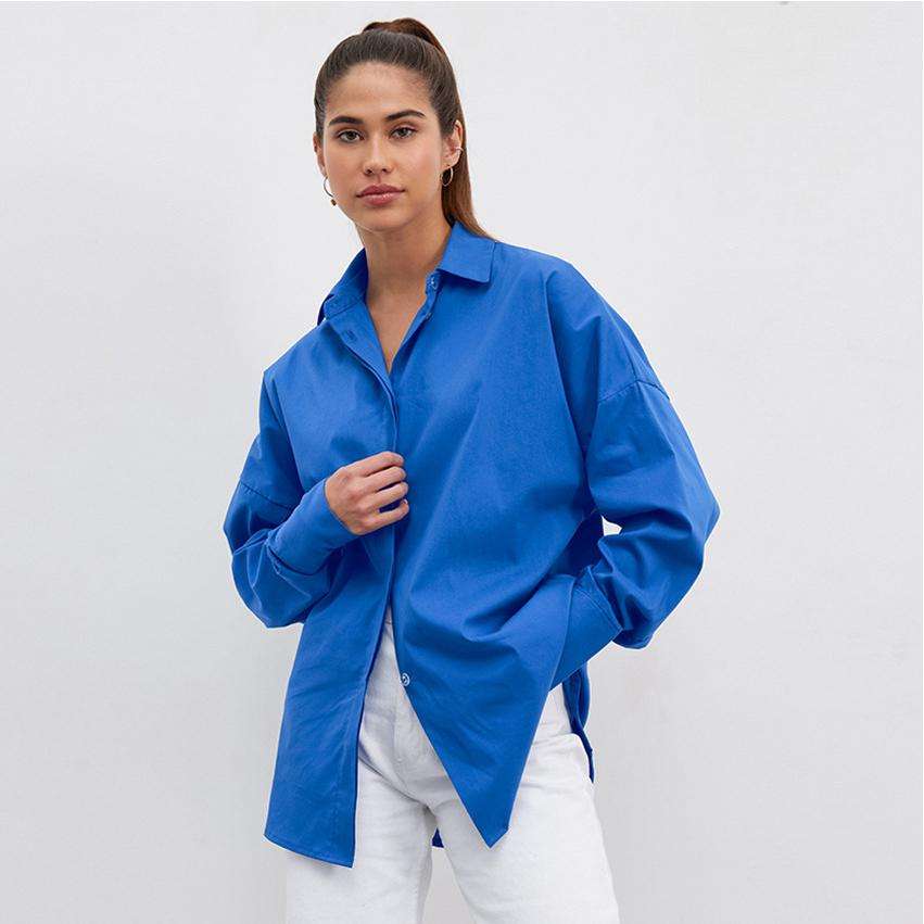 2024简约衬衫年新款舒适休闲纯色长袖衬衣女装热卖women clothes