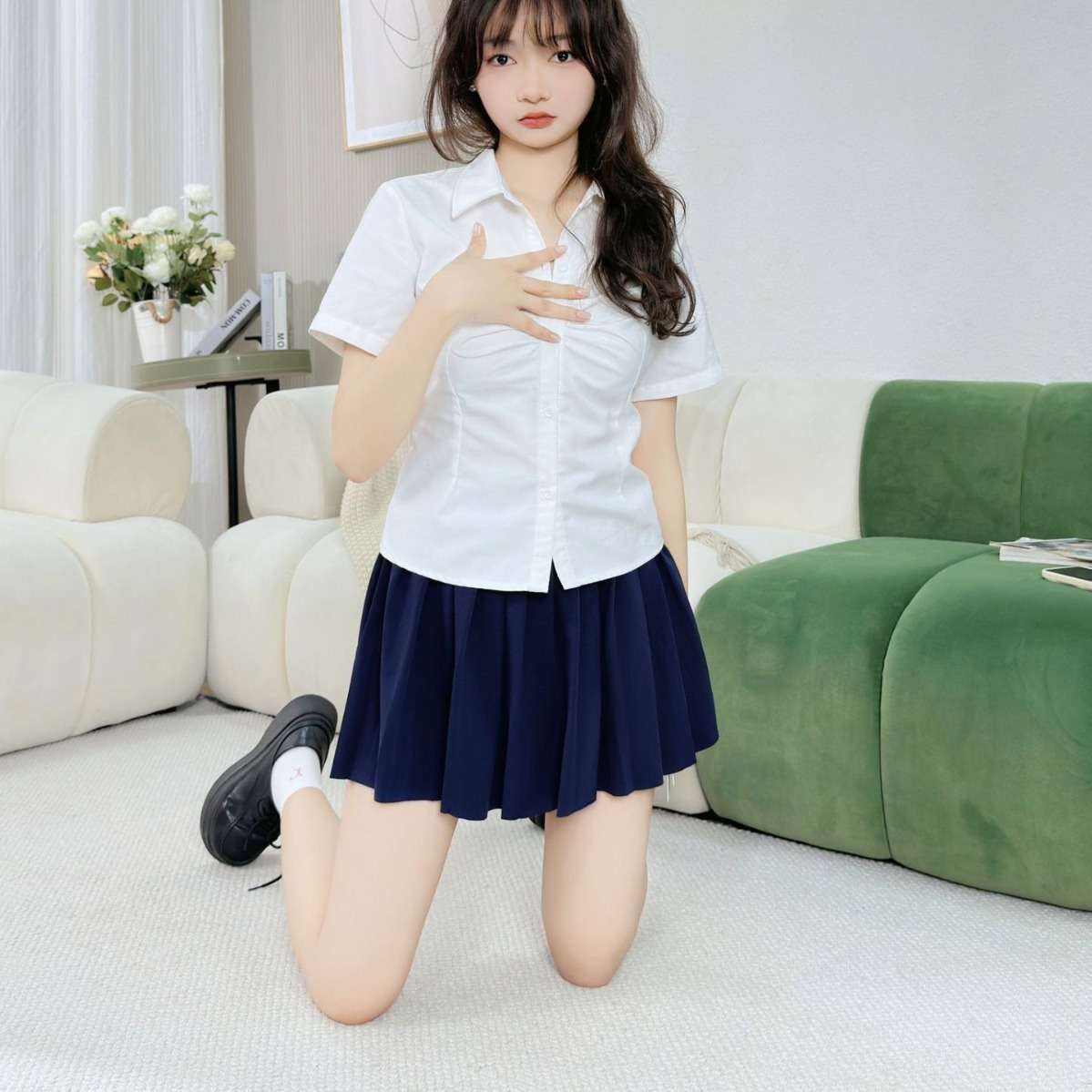 2024腰带百褶JK半身短裙百搭修身高腰裙子外贸现货women clothes