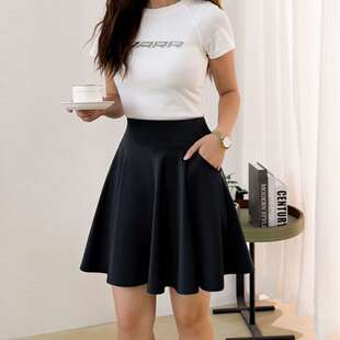 clothes 广场舞防走光半身women 2024猫百褶裙太阳裙四季 45CM大码