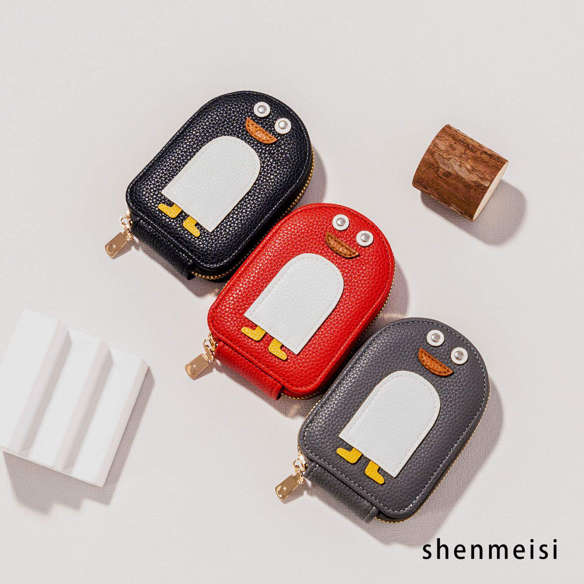 新款卡通企鹅小巧可爱国潮风琴卡包多卡位证件包大容量卡片收纳包