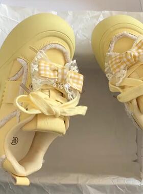 赵露思同款校园风大头鞋圆头厚底板鞋2025春季新款小众百搭面包鞋