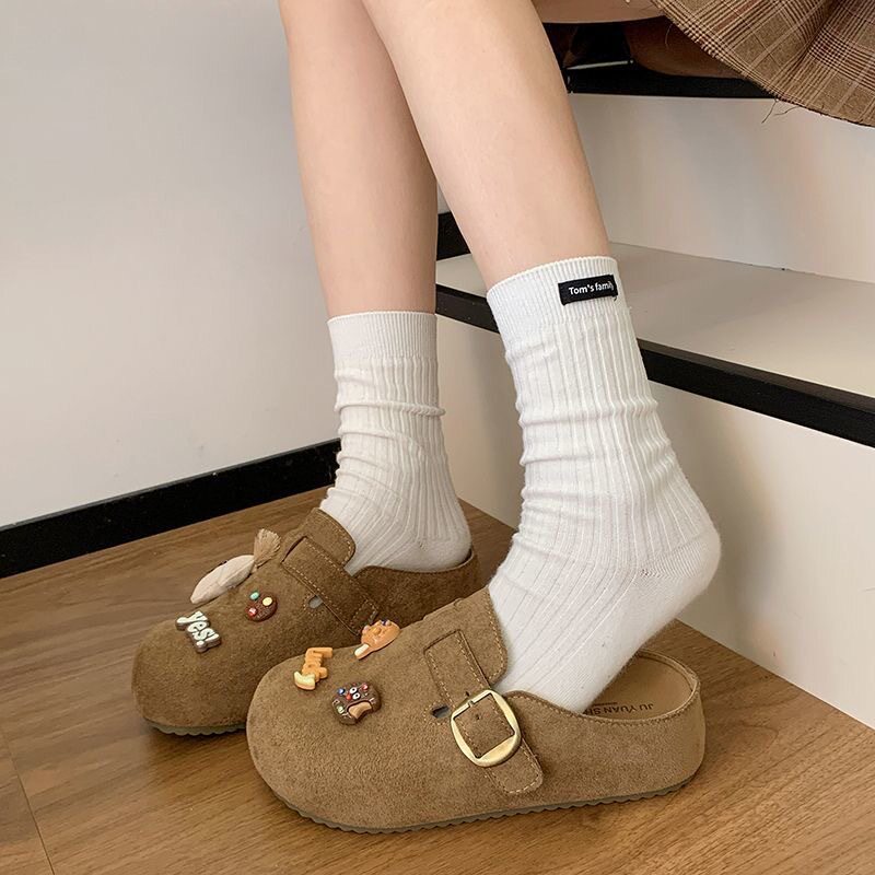 巨好看厚底内增高勃肯鞋可爱包头半拖鞋女外穿2026新款春季一脚蹬