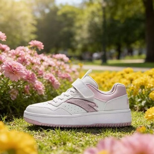 安踏儿童板鞋女童鞋校园小白鞋低帮滑板鞋四季款运动鞋魔术贴板鞋