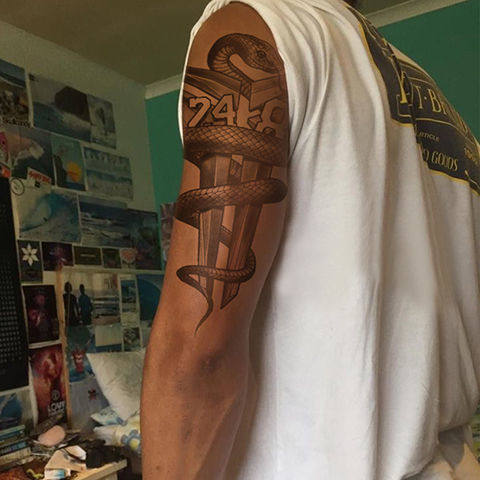 致敬科比纹身贴防水持久男潮个性图案篮球nba黑曼巴刺青文身贴纸