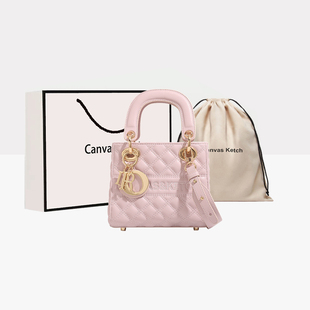官网CANVAS&KETCH粉色菱格戴妃包女生生日礼物2026新款轻奢手提包