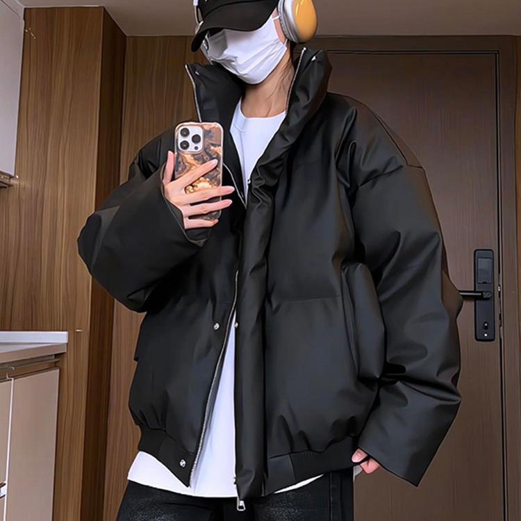 冬季立领加厚防风防水皮棉衣男宽松保暖冬装棉服情侣