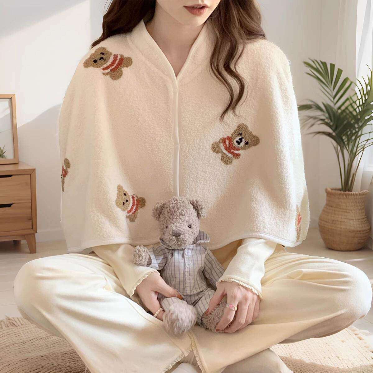 秋冬季月子披肩膀坎肩睡觉哺乳喂奶产孕妇坐月子保暖护肩颈小披肩