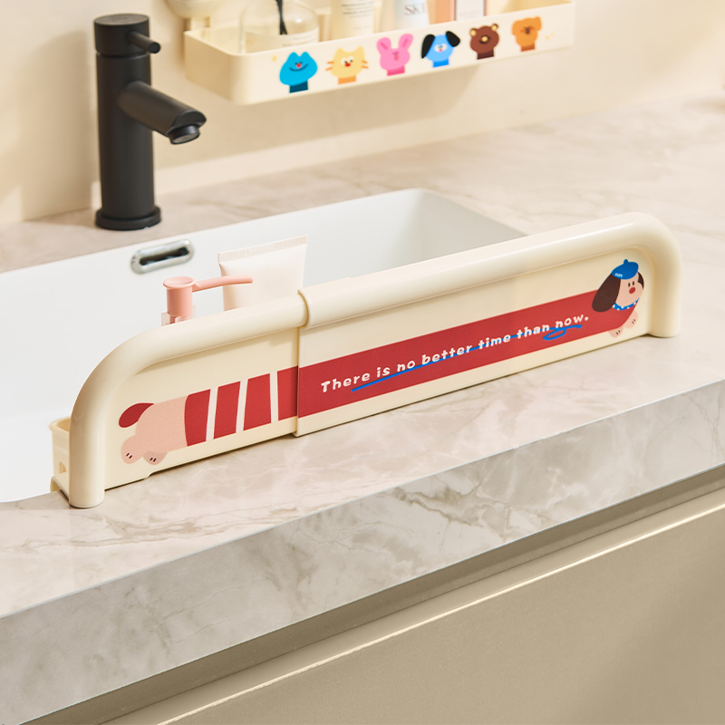 可爱腊肠狗厨房可伸缩水槽挡水板台面防溅水家用沥水篮挡水收纳筐