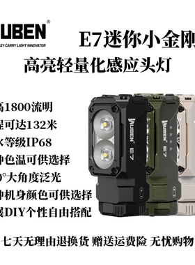 务本e7头灯手电筒强光超亮充电续航长锂电户外感应戴头式钓鱼专用
