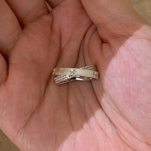 银色水星记星芒双环戒指女小众设计轻奢高级感中古风独特叠戴指环