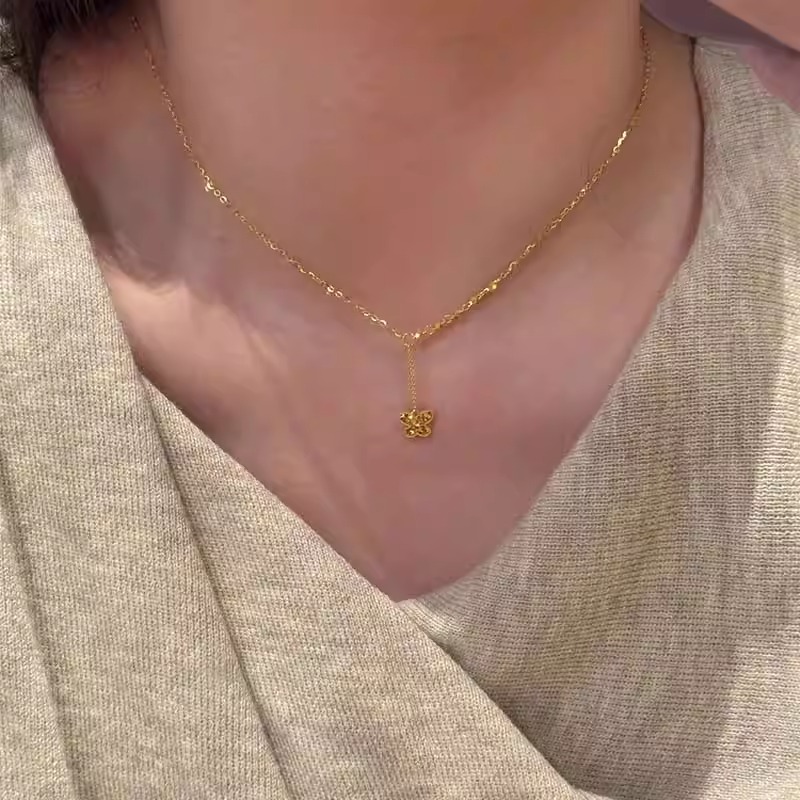 碎碎冰蝴蝶项链女轻奢小众锁骨链