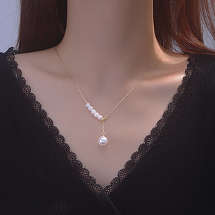 长款 配饰高级感轻奢小众锁骨颈链 流苏仿珍珠吊坠项链女2025新爆款