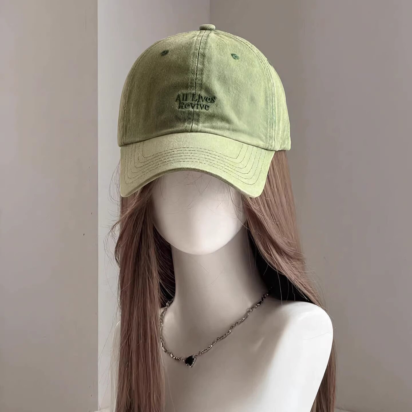 绿色棒球帽子女大帽檐防晒鸭舌帽图片