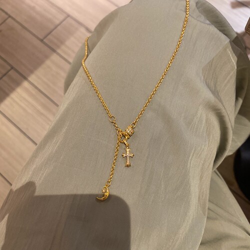 十字架半月流苏项链女轻奢小众
