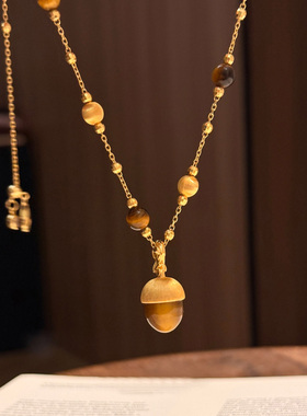 拉丝松果项链女美拉德秋冬毛衣链