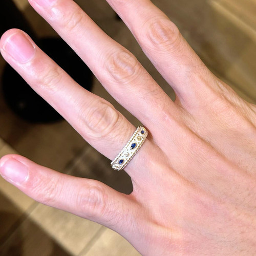 银色仿蓝宝石戒指女轻奢开口指环