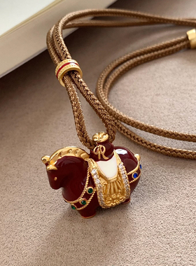 红色生肖马项链女款本命年毛衣链