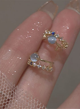 浅蓝色仿月光石蚊香盘耳夹女无耳洞清冷感耳钉2025新款爆款高级感