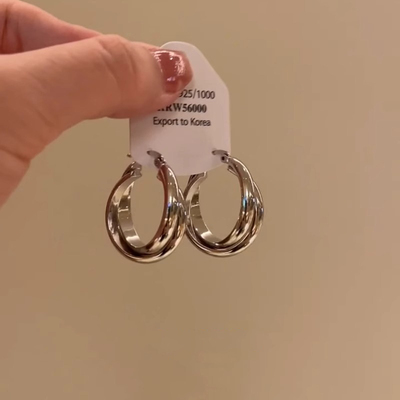 交叉双环圈圈耳环几何耳扣耳圈女
