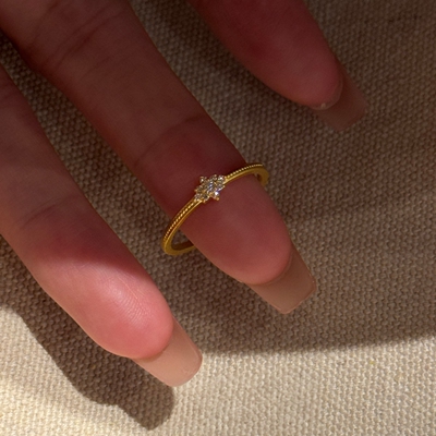 法式复古雪花素圈戒指高级感指环