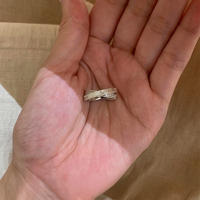 星芒双环戒指女小众设计复古指环