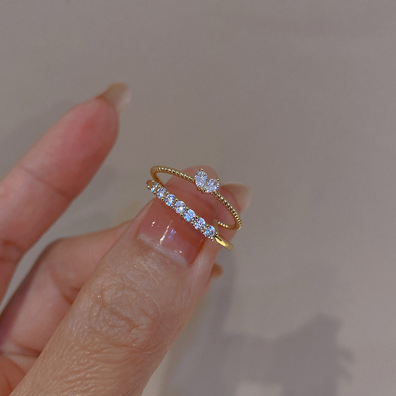 爆闪爱心戒指女小众设计轻奢指环