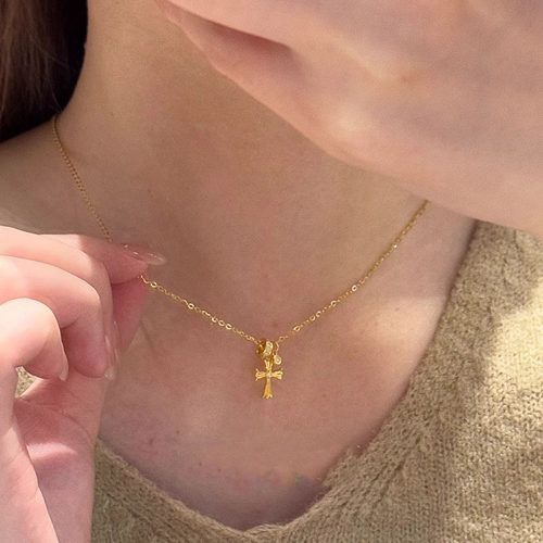 转运环十字架项链女千金感锁骨链