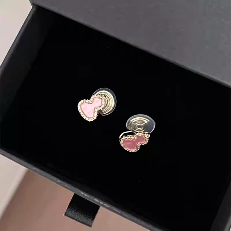 粉色葫芦耳钉甜美风耳夹女无耳洞