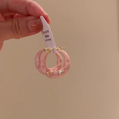 复古港风粉色滴釉圈圈耳环2025新爆款 高级感轻奢耳钉独特漂亮耳饰