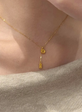 平安牌钱币项链女轻奢小众锁骨链