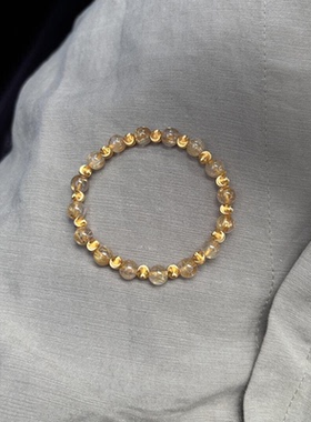 拉丝仿金发晶猫眼珠水晶手链女款