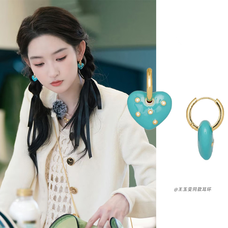 地球超新鲜王玉雯同款爱心耳环女