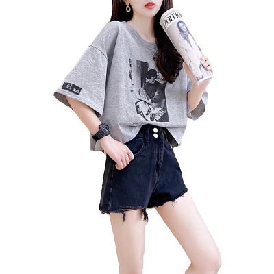 超好看短款小个子纯棉短袖T恤女