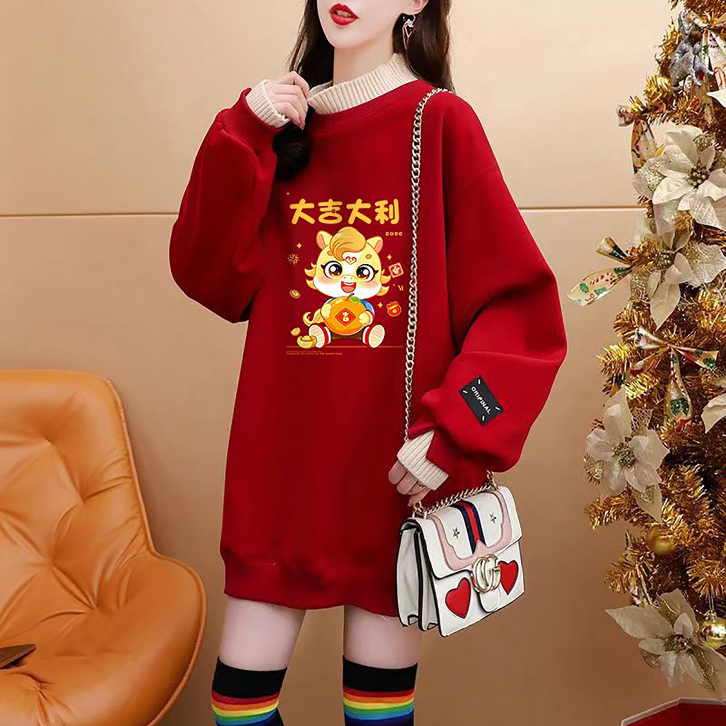 独特别致超好看本命年红色卫衣女2026新年假两件大码马年卡通上衣,女装/女士精品,卫衣/绒衫,淘宝优惠券,粉丝福利购,淘宝优惠卷