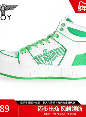 BOYLONDON春夏男女同款高帮训练鞋老鹰刺绣潮牌时尚休闲鞋N79003