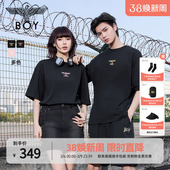 翅膀夏季 男女同款 BOYLONDON短袖 黑色潮牌T恤N01911 黑粉风暴