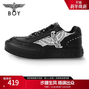 N79002 黑色潮流老鹰LOGO增高休闲鞋 BOYLONDON春情侣款 板鞋