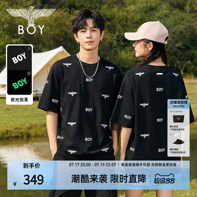 【夜光飞翼】BOYLONDON夏季夜光满印短袖26情侣款T恤N01904