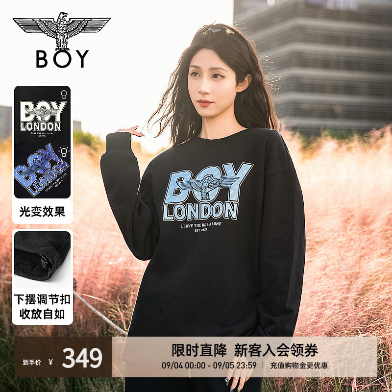 【幻变鹰潮】BOYLONDON情侣秋季卫衣光变印花潮牌宽松上衣N03910