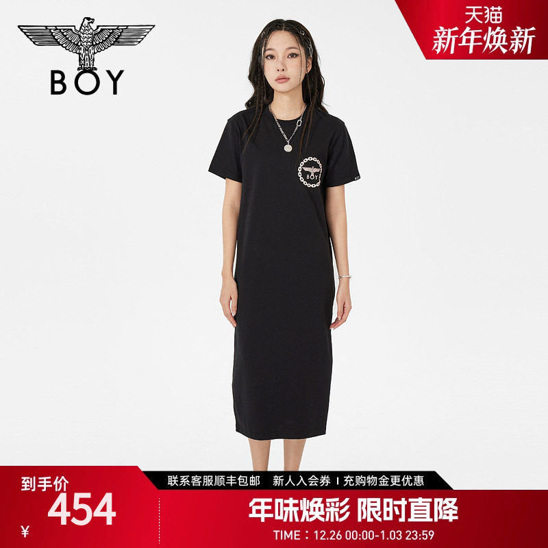 【夏日画廊】BOYLONDON夏女士长裙显瘦开叉宽松黑色连衣裙W