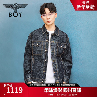 满印翻领水洗牛仔夹克外套N5001006 男女同款 BOYLONDON25春季 新款
