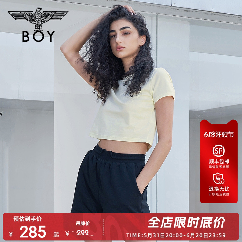 boylondon24纯色修身短款T恤